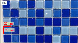 Gạch ốp lát bể bơi 25*25 x 4mm Glass Mosaice