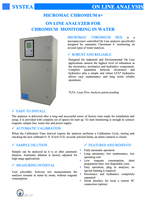 MicC_Chromium6+ - Micromac Chromium 6+ - Systea Datasheet