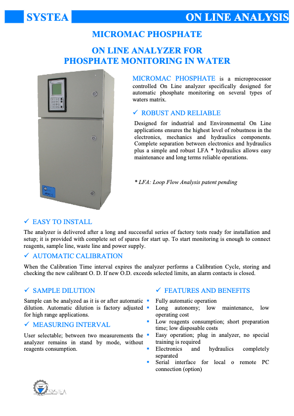 MicC_Phosphate - Micromac Phosphate - Systea Datasheet