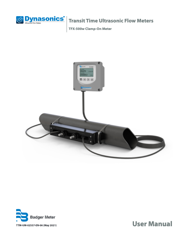 Dynasonics TFX-500w Manual_Badger Meter_Clamp-On Transit Time Ultrasonic Flow Meters