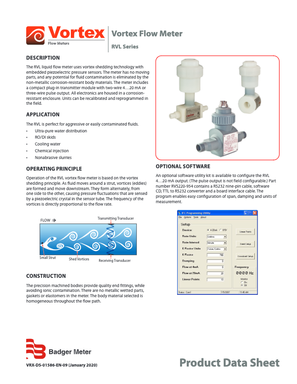 Vortex RVL Datasheet_Badger Meter_Series Flow Meter