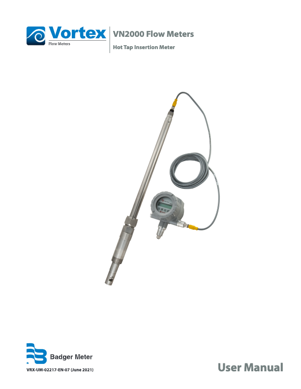 Vortex VN2000 Manual_Badger Meter_Flow Meters Hot Tap Insertion Meter