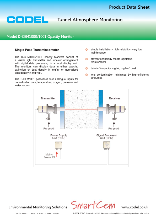 DCEM1000_1001 Dust Monitoring - CODEL - CEMS Document