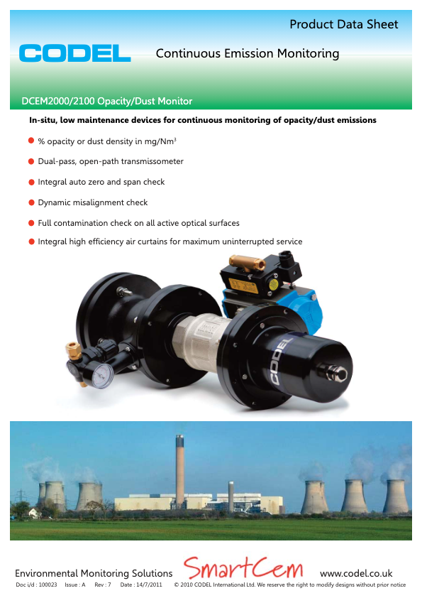 DCEM2000_2100 Datasheet Dust Monitoring - CODEL - CEMS Document