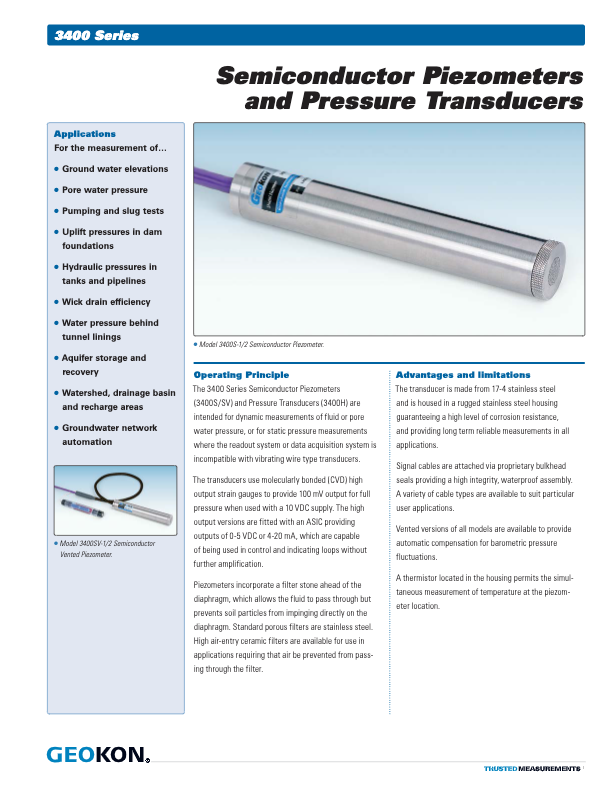3400 Semiconductor Piezometer Pressure Transducers_Datasheet