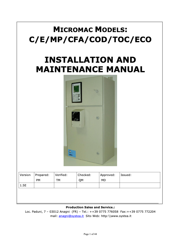 Micromac C/COD/ECO_Systea Manual