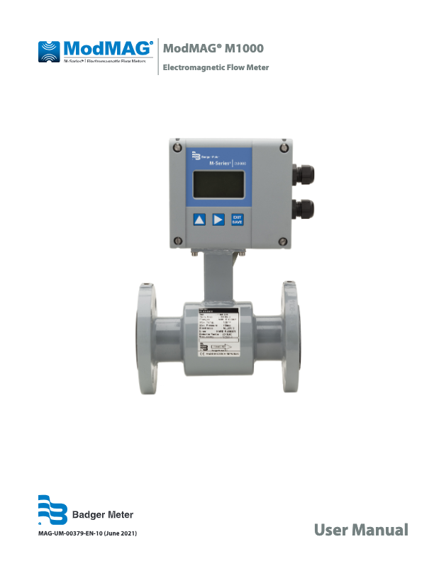  ModMAG M1000 Manual_Badger Meter Electromagnetic Flow Meter_M-Series