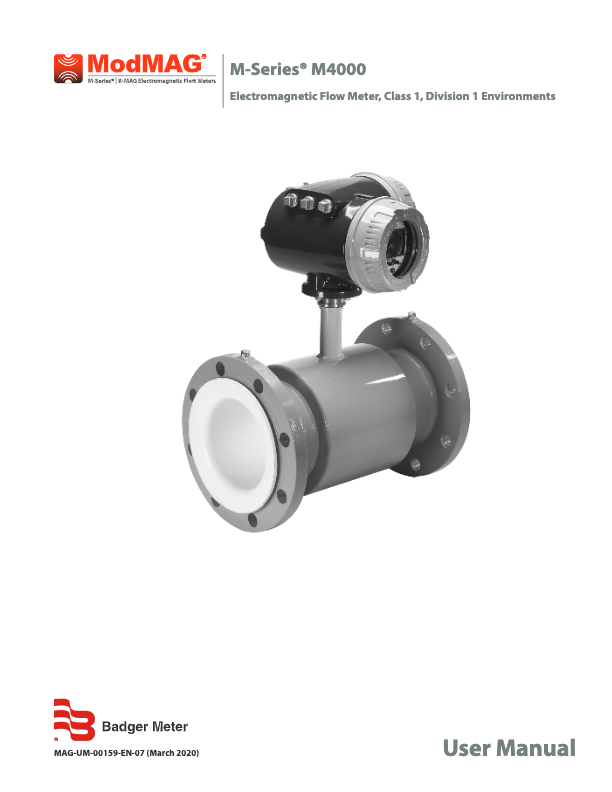  ModMAG M4000 Manual_Badger Meter Electromagnetic Flow Meter_M-Series