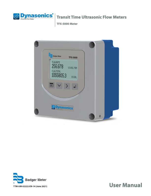 Dynasonics TFX-5000 Manual_Badger Meter_Transit Time Ultrasonic Flow Meters