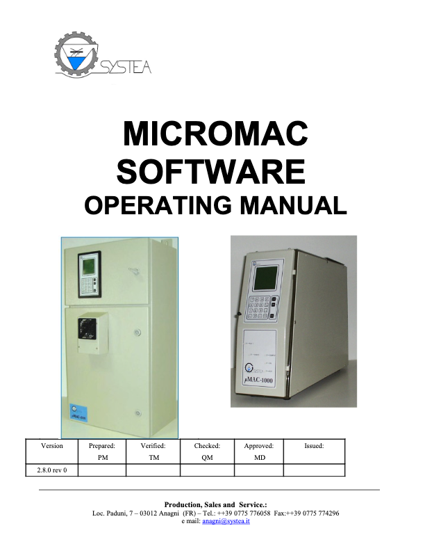 Systea LFA_SoftwareManual_vers-2_8_0 rev-0