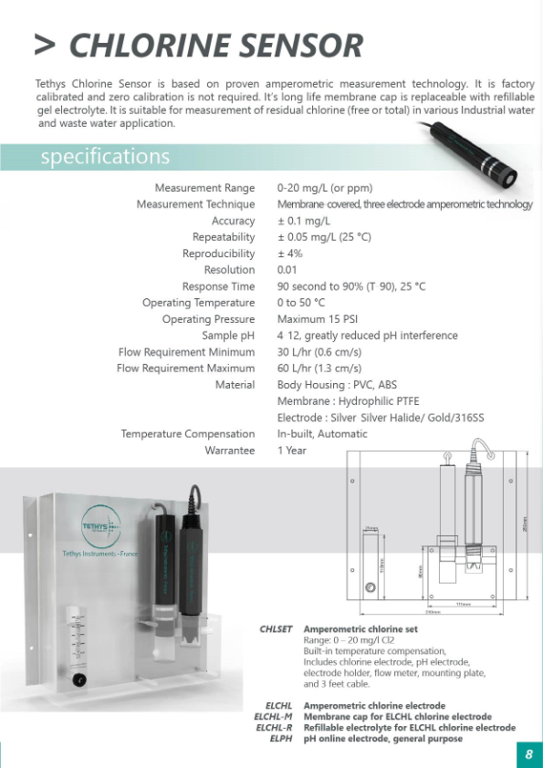 Tethys chlorine sensor Catalog